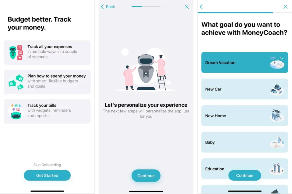 Onboarding and user profiling - MoneyCoach example