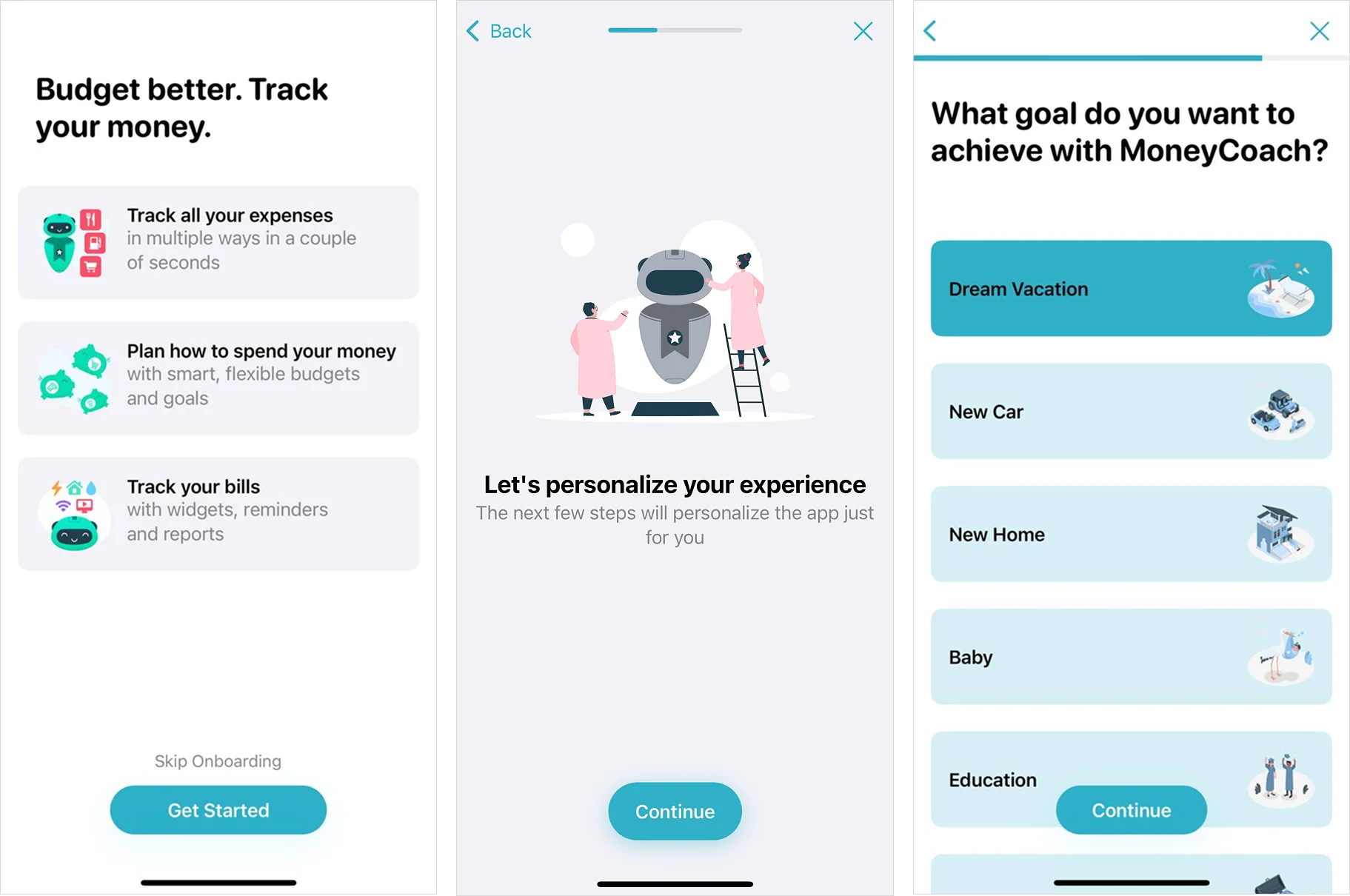 Onboarding and user profiling - MoneyCoach example
