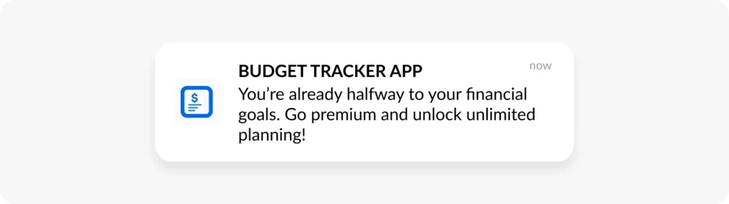 Value-based reminder push notification example