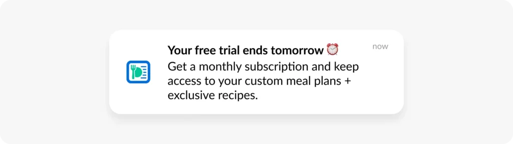 Trial ending offer push notification example