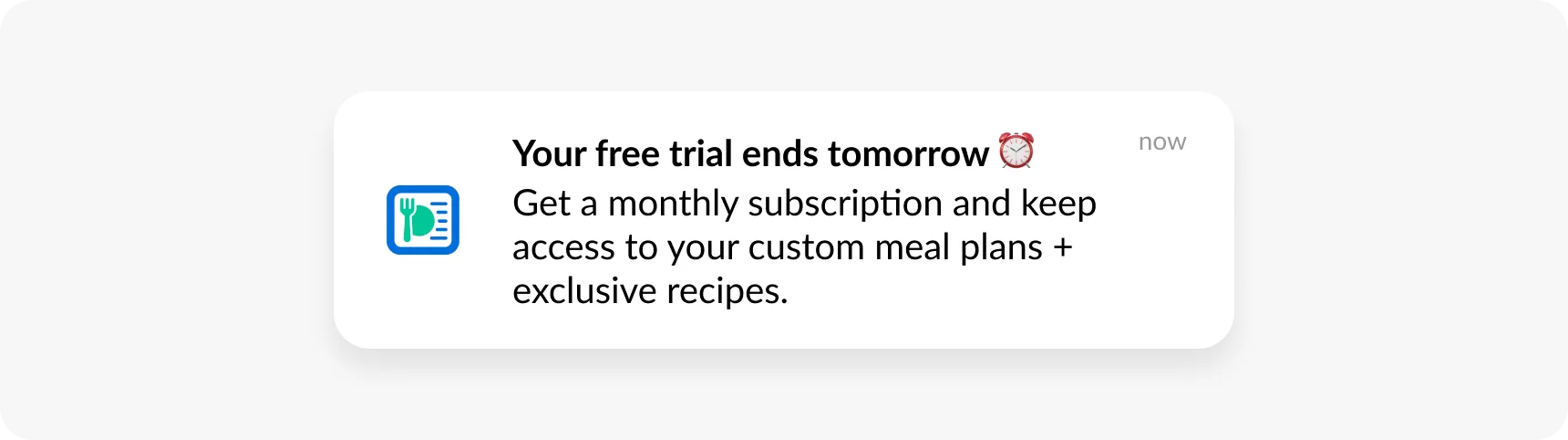 Trial ending offer push notification example
