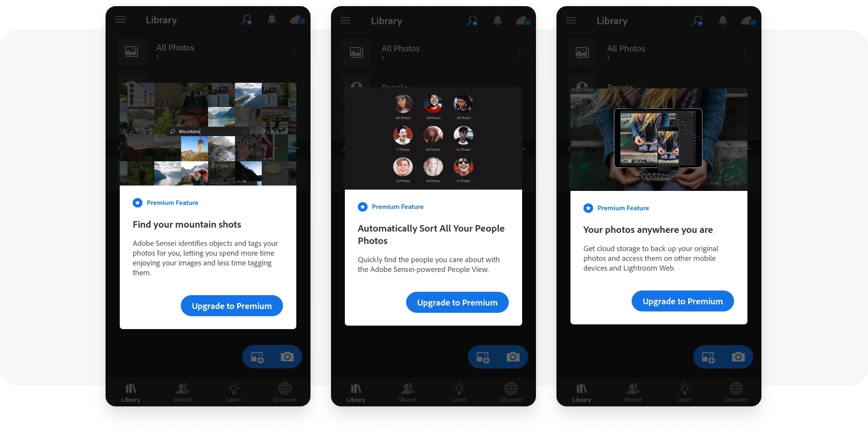 Lightroom in-app message about upgrading