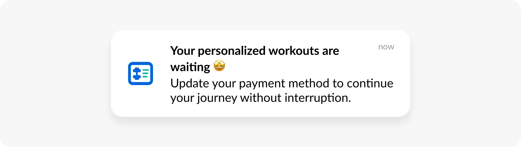 Failed payment alert example