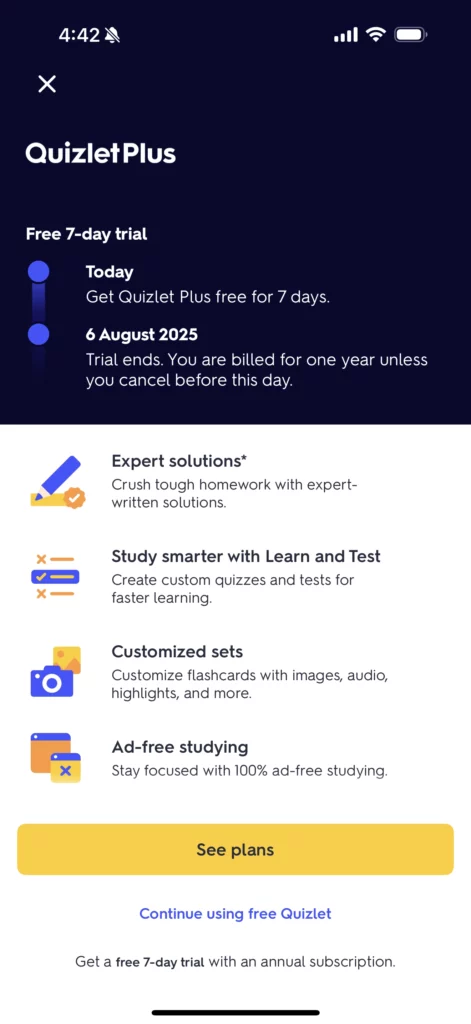 Quizlet paywall