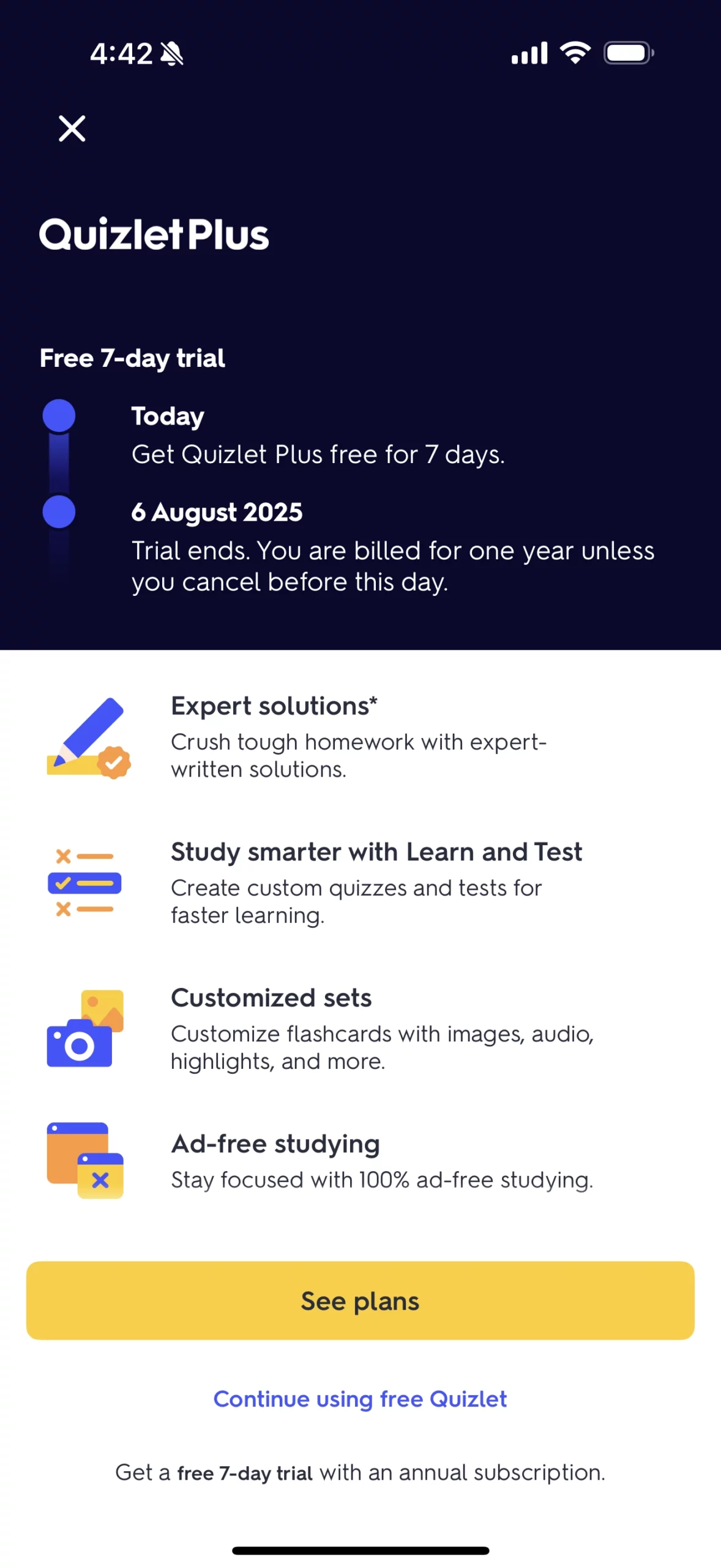Quizlet paywall