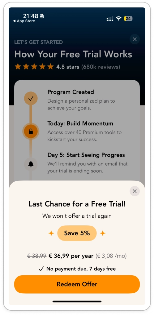 LoseIt! paywall