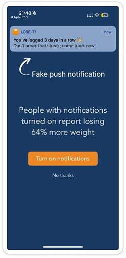LoseIt! fake push notification