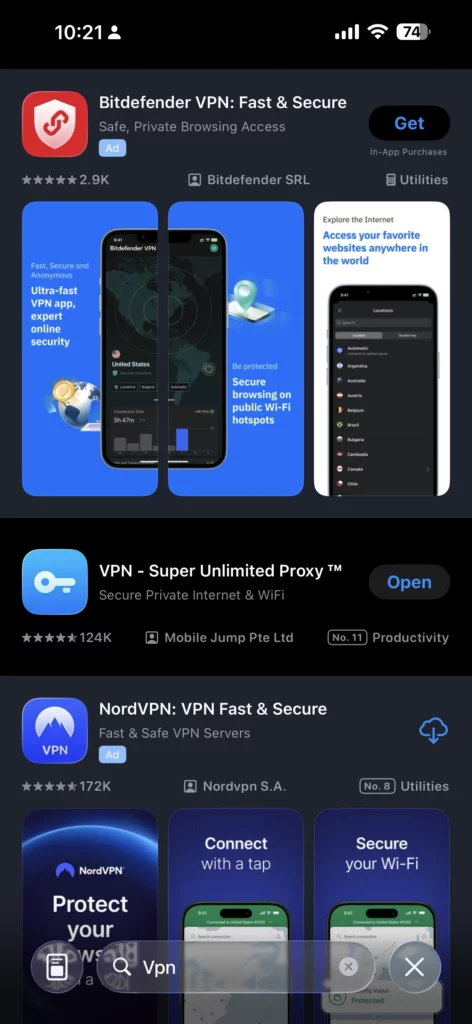 Appstore Vpn Search Result 1