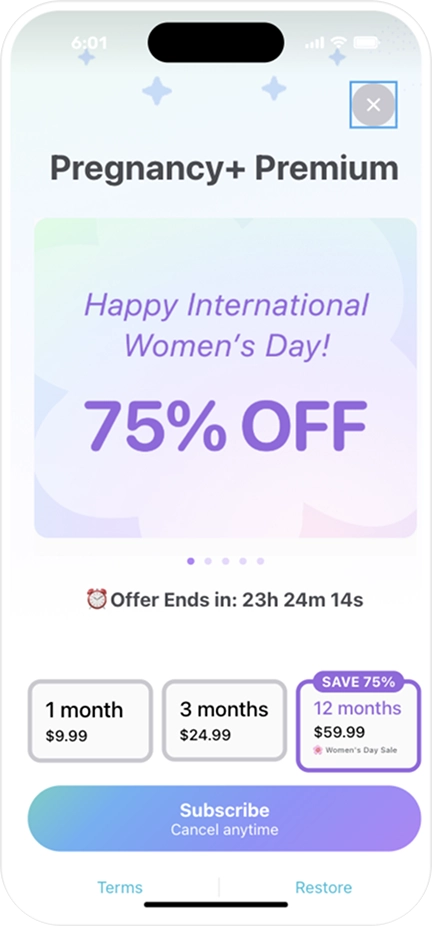 Pregnancy Paywall Screen 1