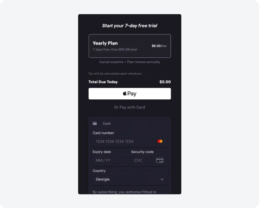 Fitbod Checkout