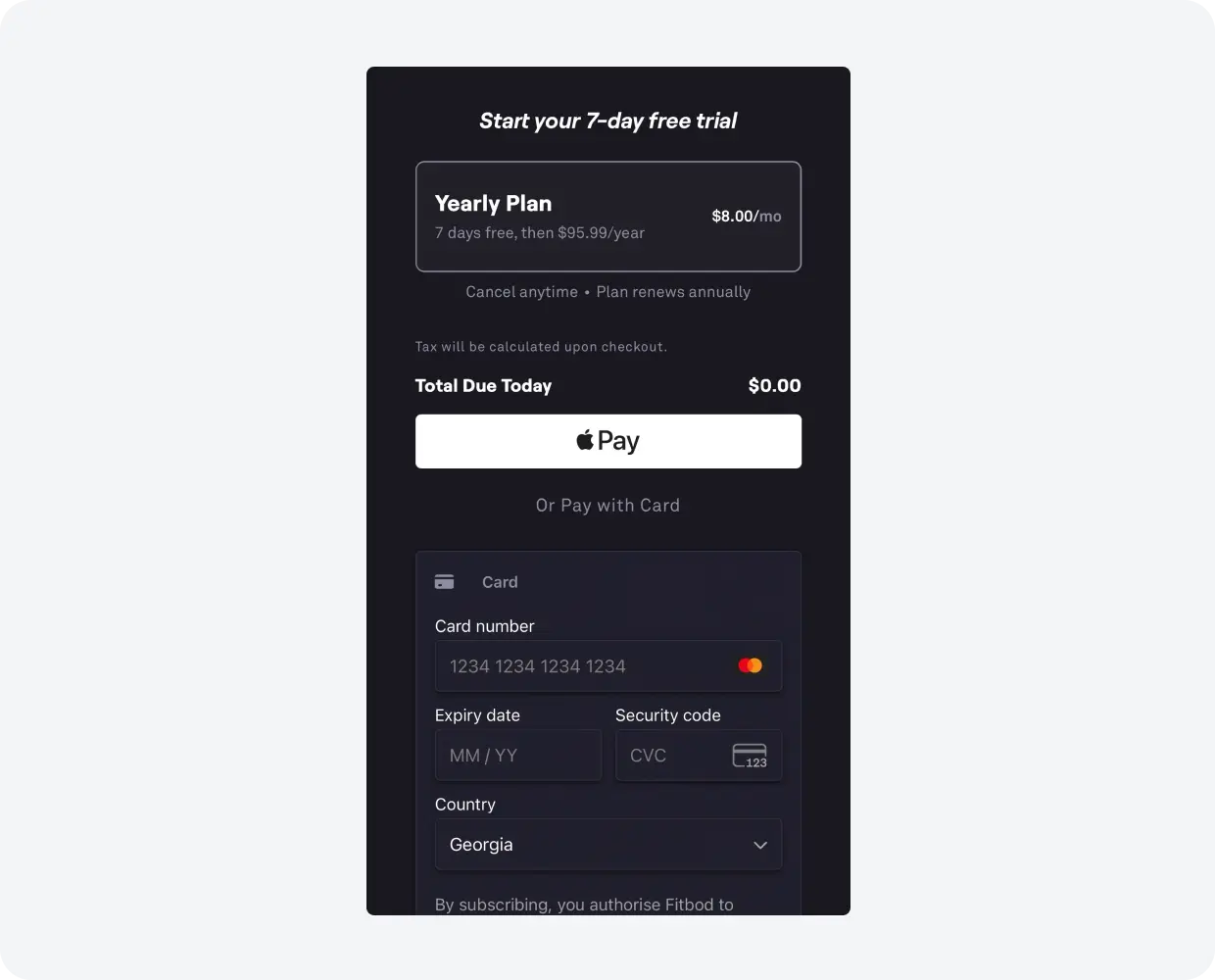 Fitbod Checkout