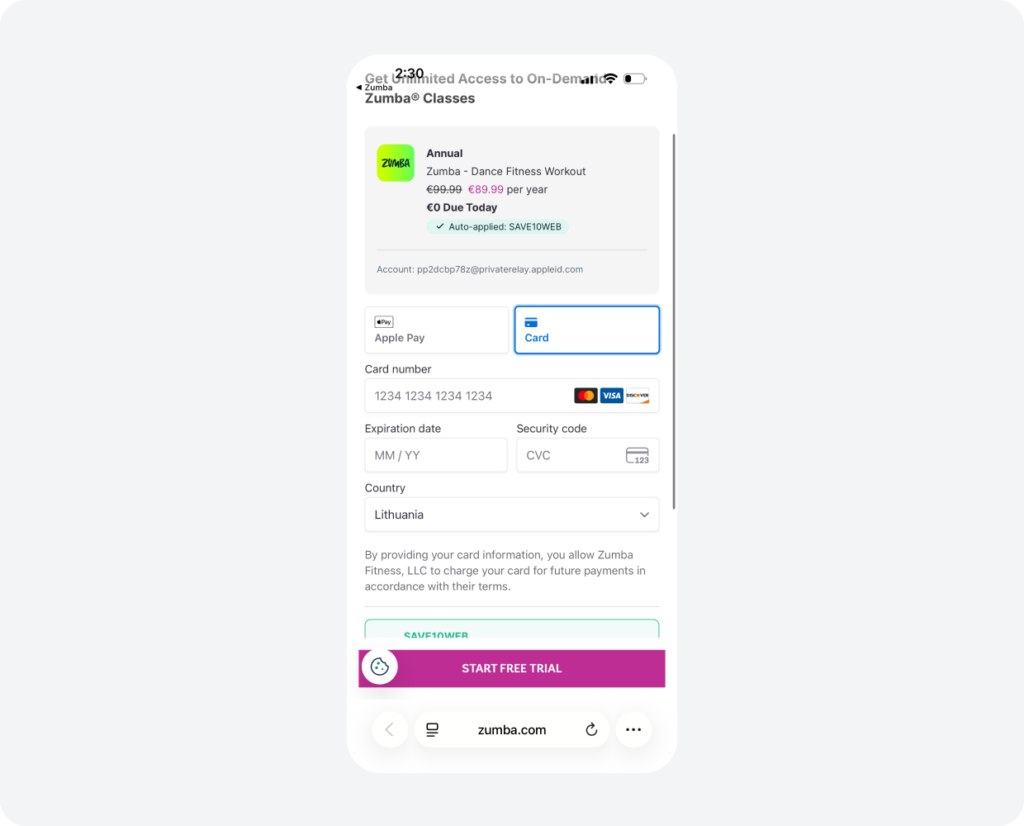 Zumba Checkout 2
