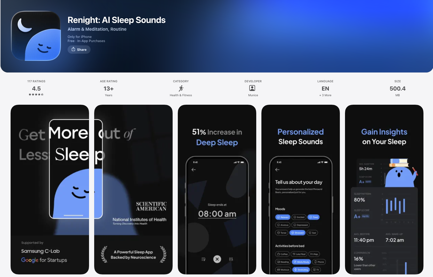 Renight: AI Sleep Sounds app on the App Store — AI sleep sounds, sleep tracker and deep sleep insights