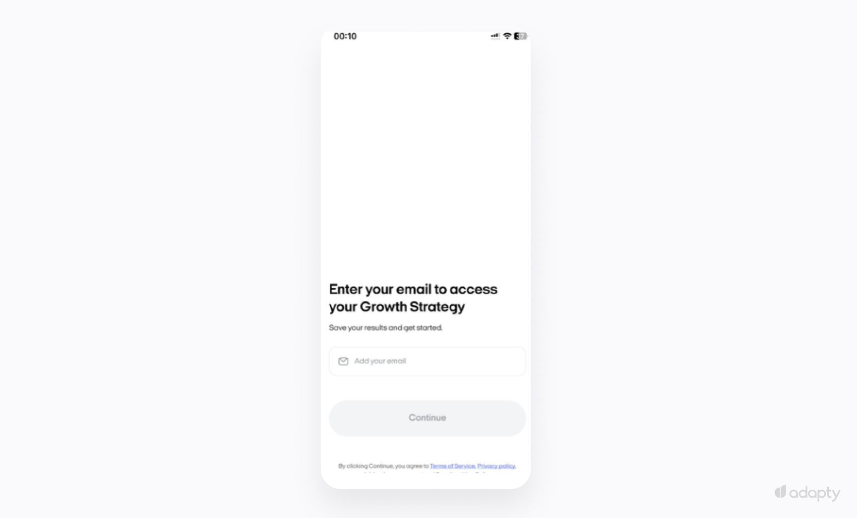Zeely email gate — "Enter your email to access your Growth Strategy"