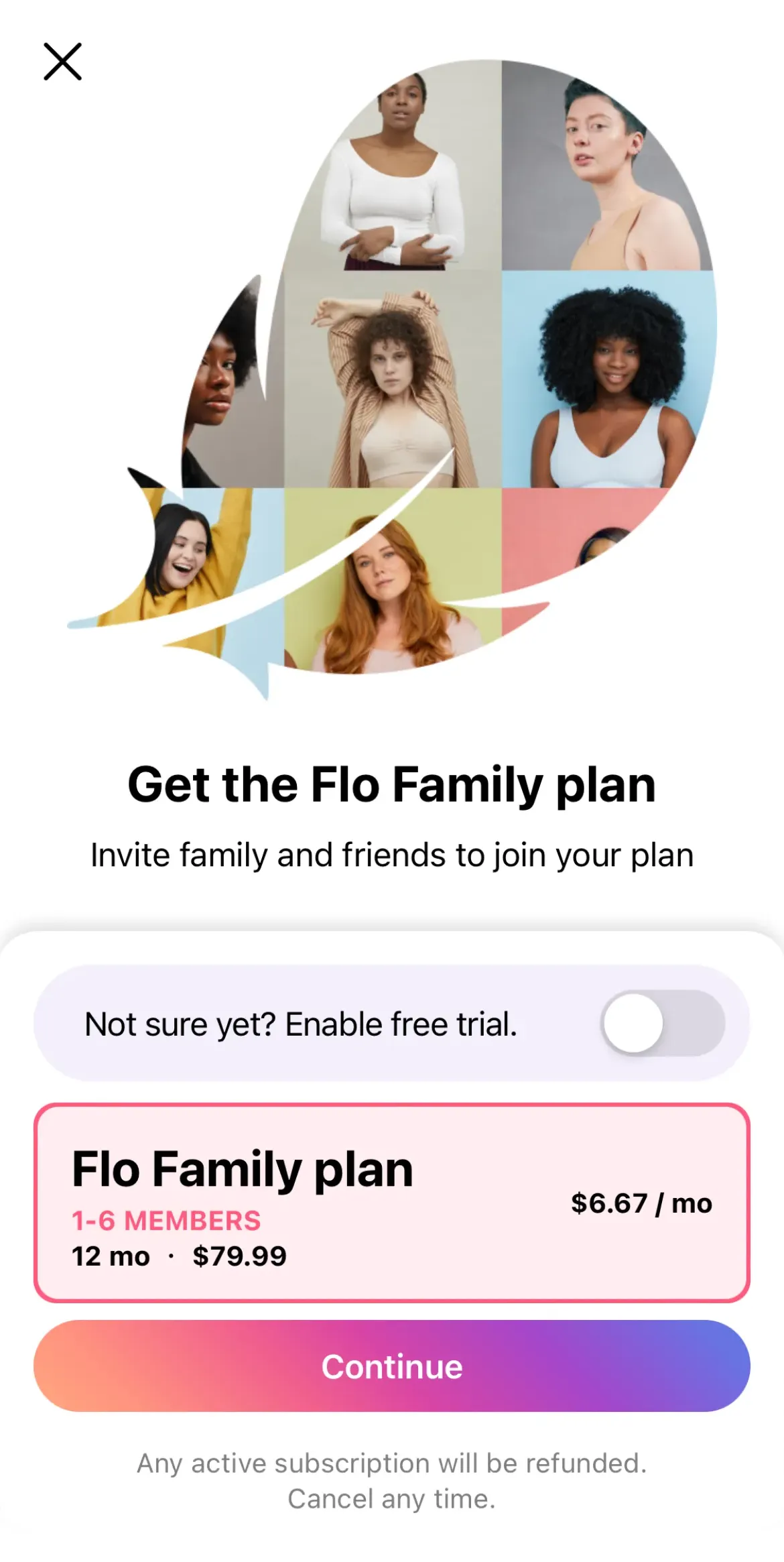 The paywall screen of the Flo Period app