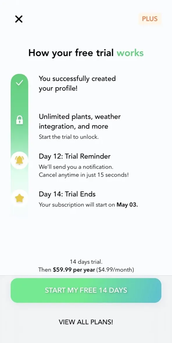 The paywall screen of the Flora app