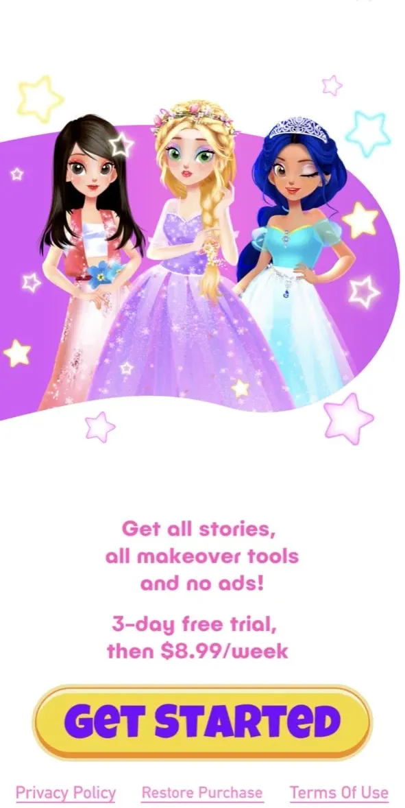 The paywall screen of the Girl Games app