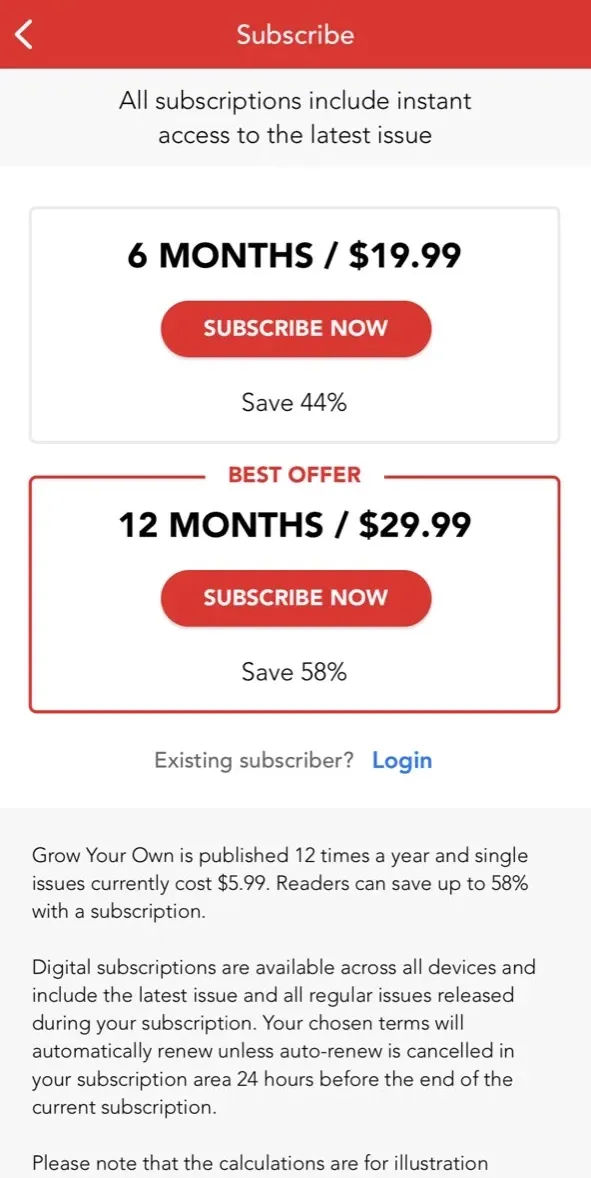 The paywall screen of the true app