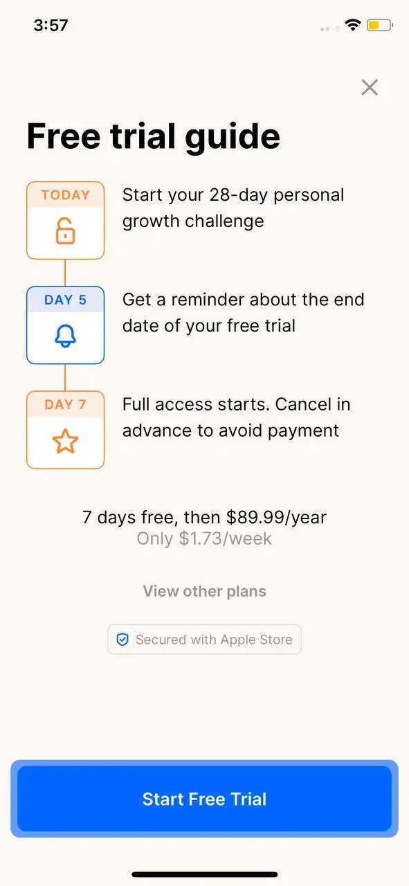 The paywall screen of the Headway app