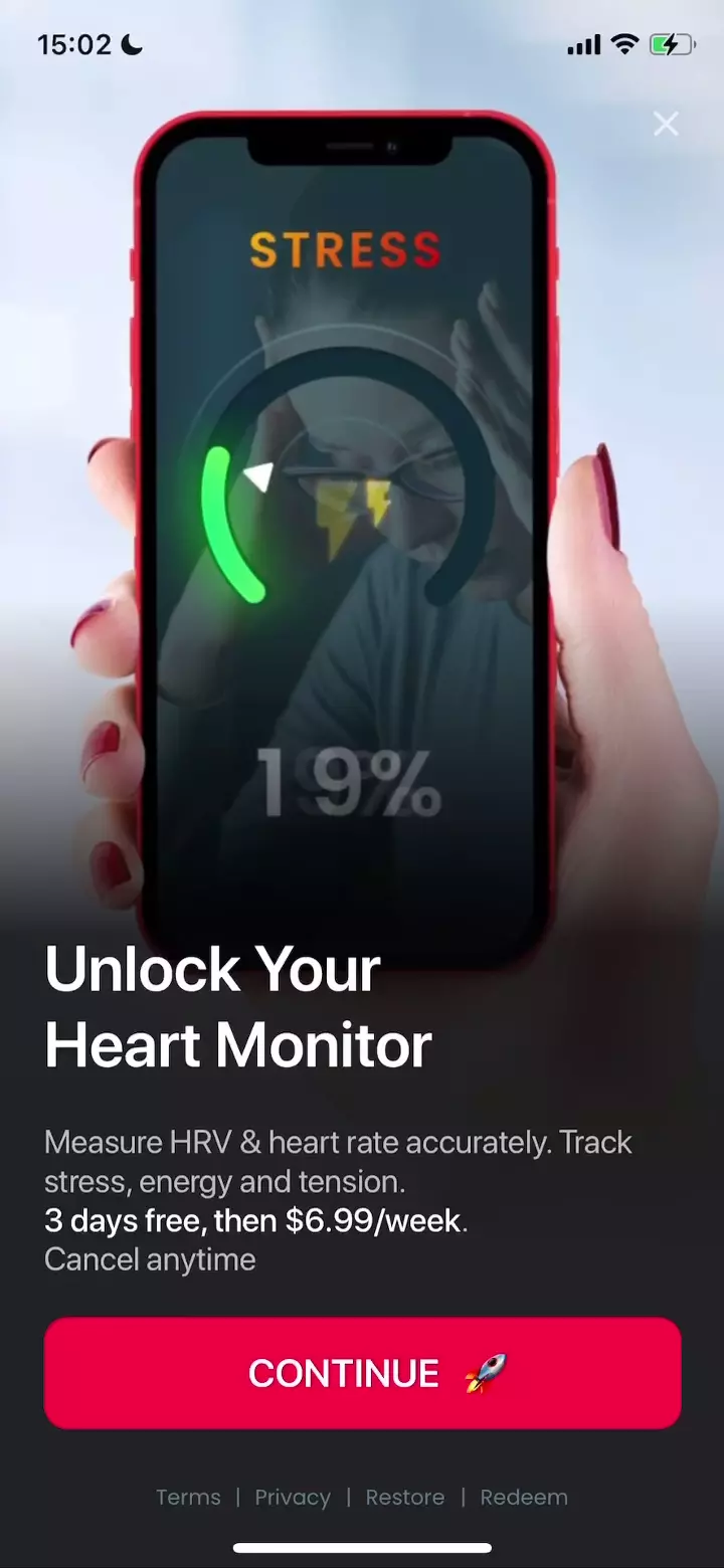 The paywall screen of the Heartify app