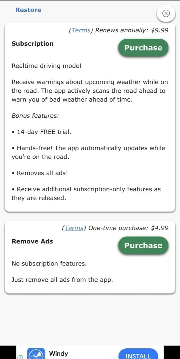 A Mobile Paywall By Highway Weather With Adapty