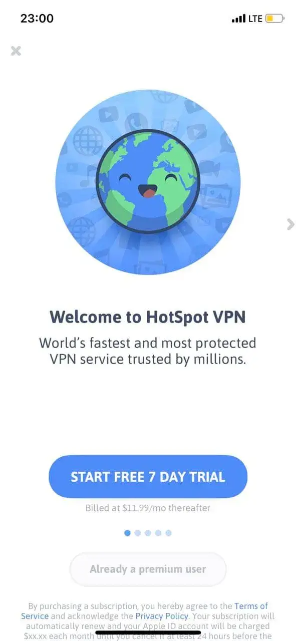 The paywall screen of the IronGuard VPN app