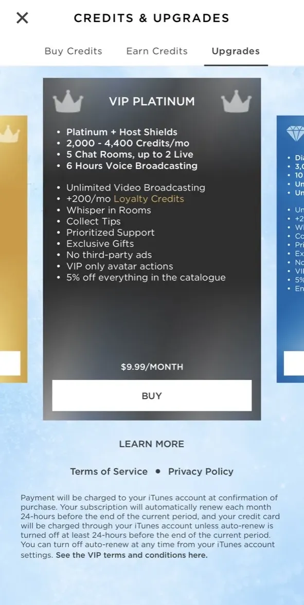 The paywall screen of the true app