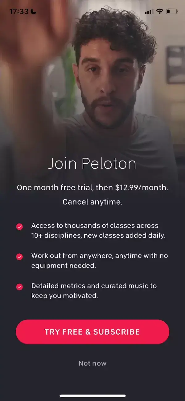 A mobile paywall by Peloton with Adapty