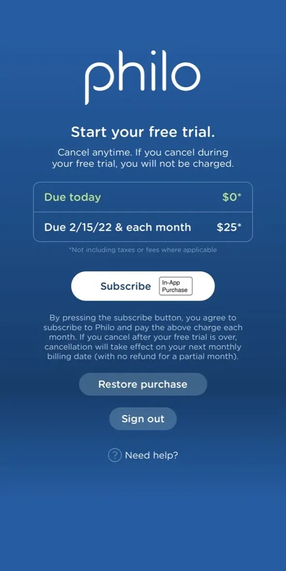 The paywall screen of the true app