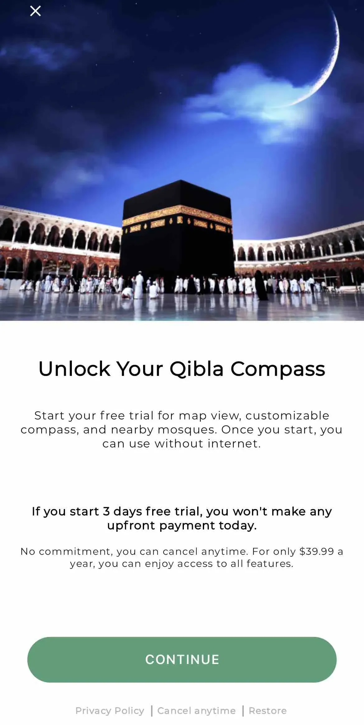 A Mobile Paywall By Qibla Finder Compass With Adapty