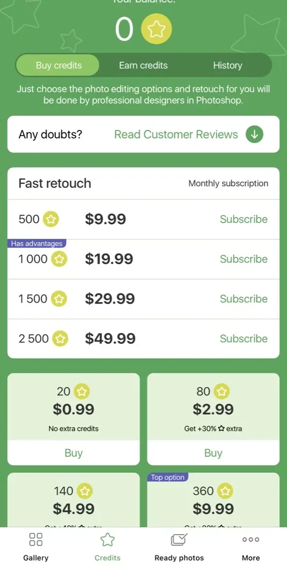 The paywall screen of the true app