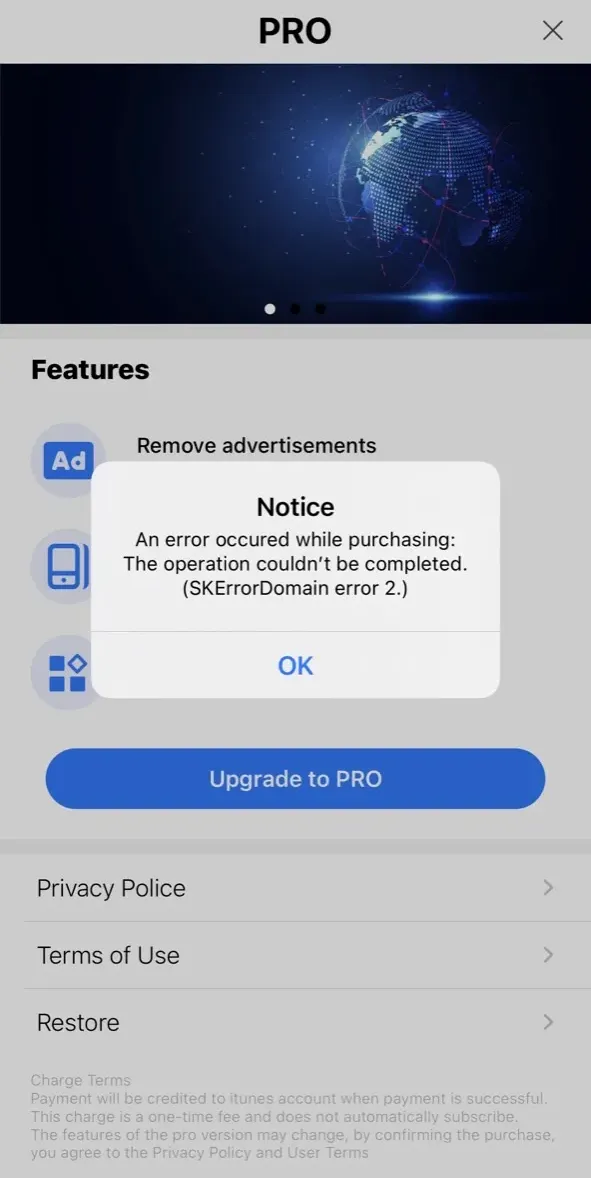 The paywall screen of the true app