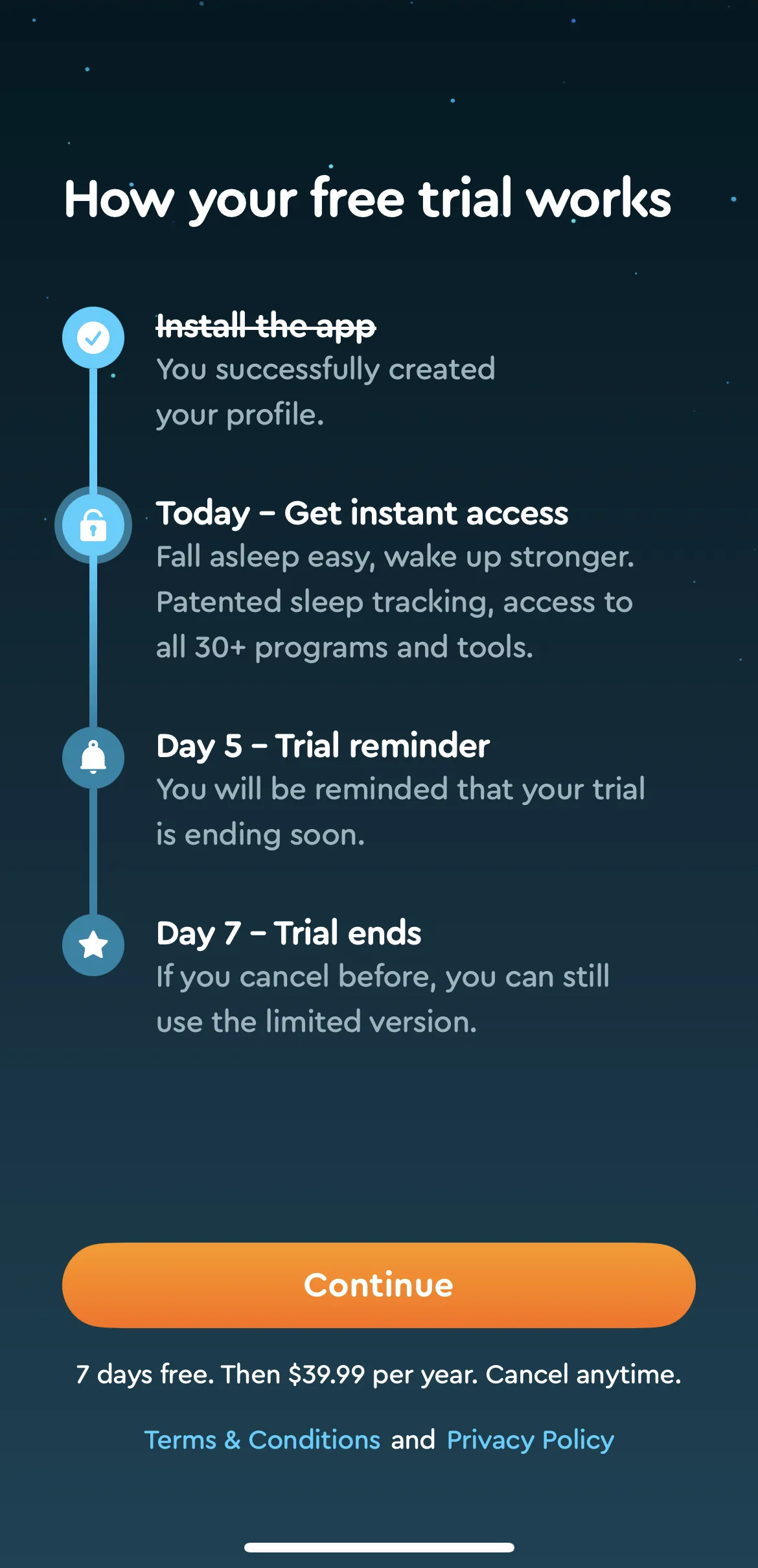 The paywall screen of the Sleep Cycle app