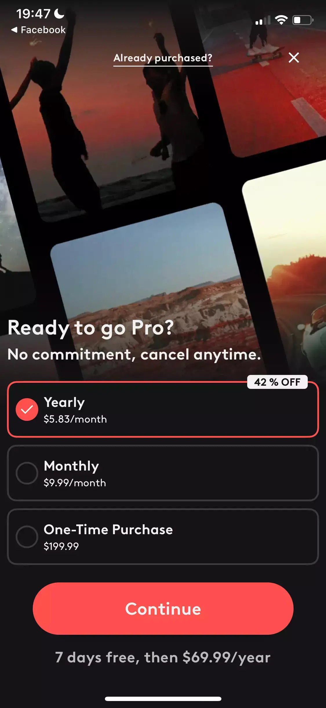 The paywall screen of the Videoleap app