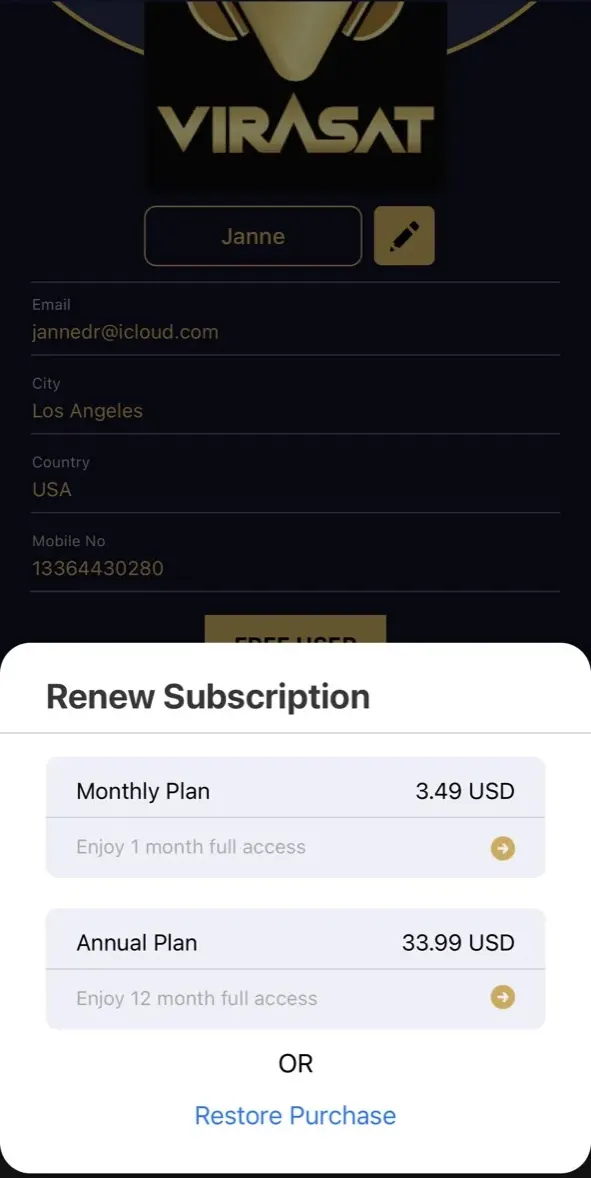 The paywall screen of the true app