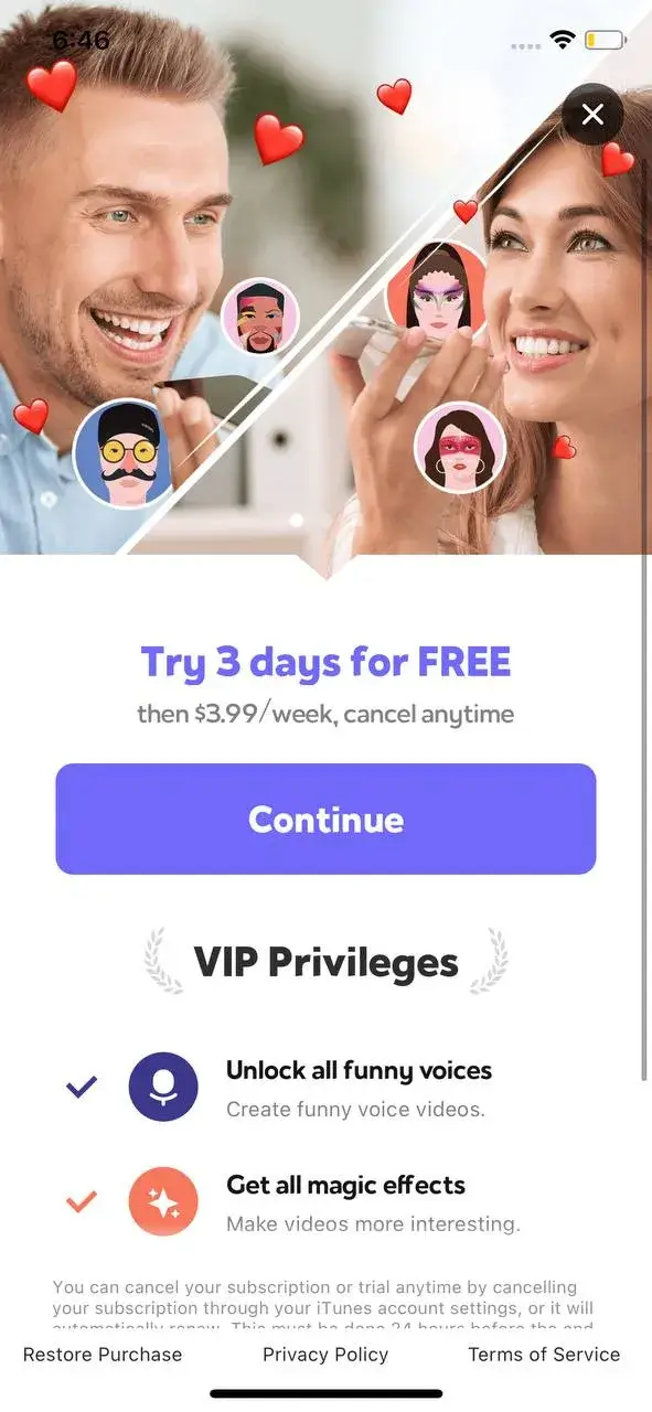 The paywall screen of the VoiceGaga app