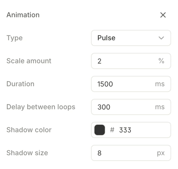 Animation settings
