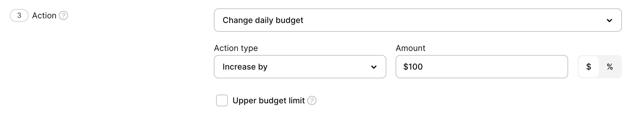 Action section with campaign action options