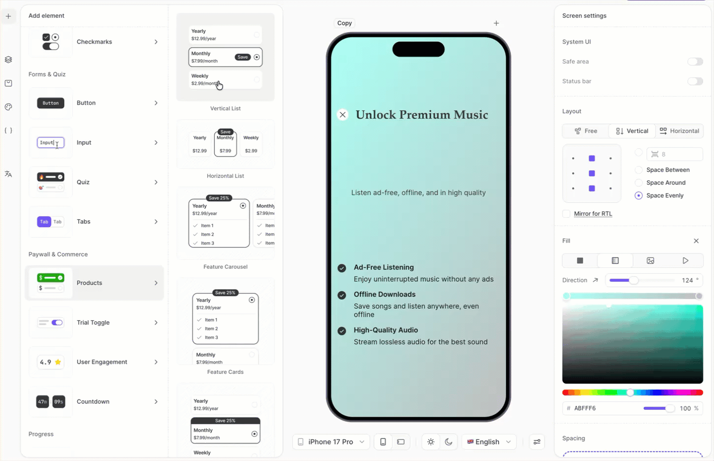 Adding the Products element and configuring product cards