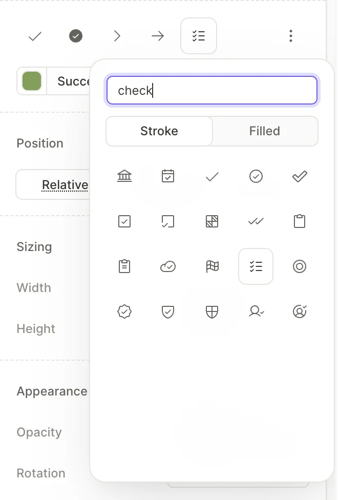 Icon picker with the Tabler Icons library