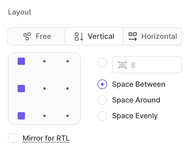 Screen settings — Layout