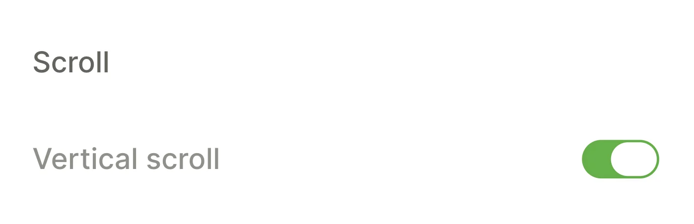 Screen settings — Scroll
