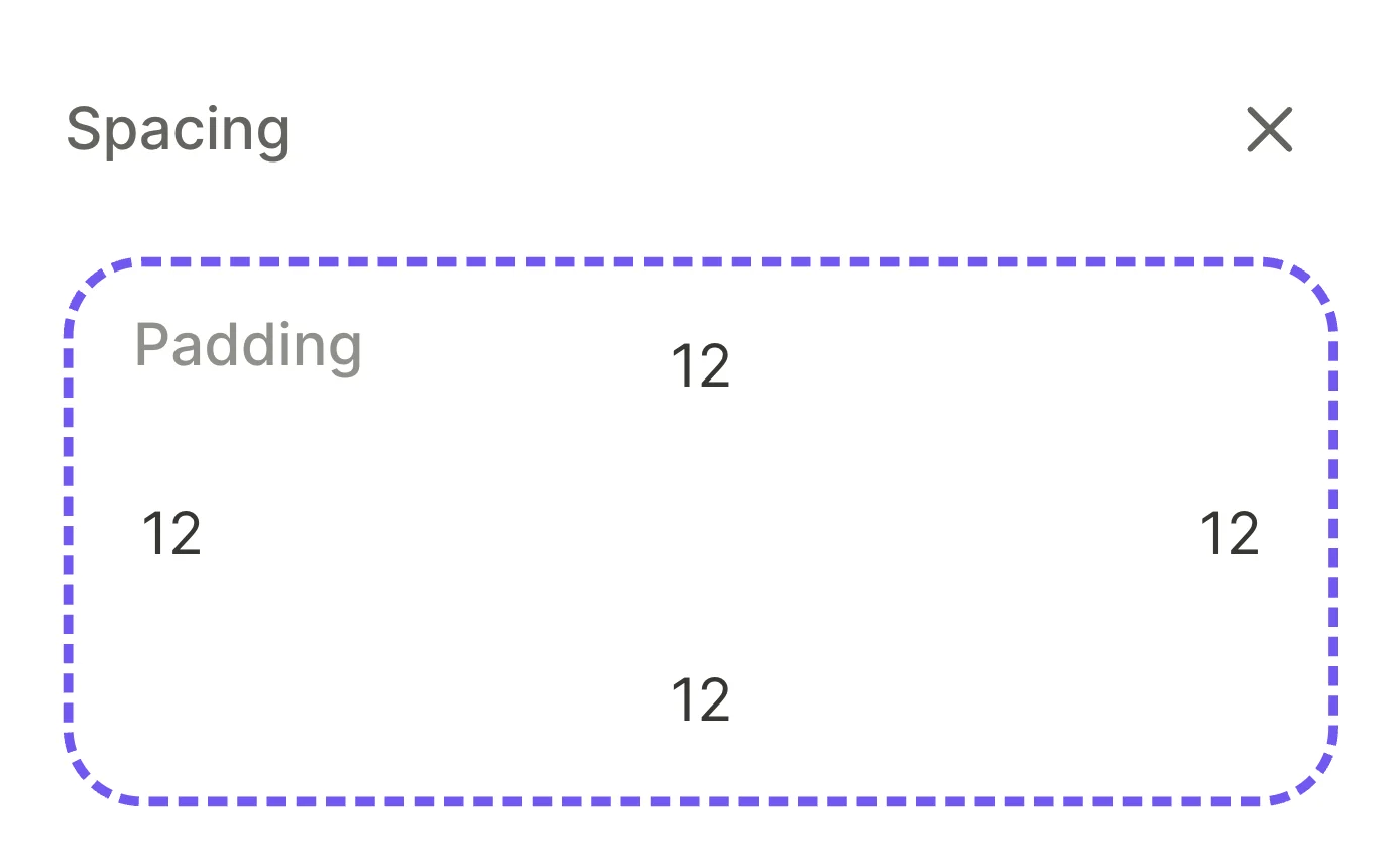 Screen settings — Spacing