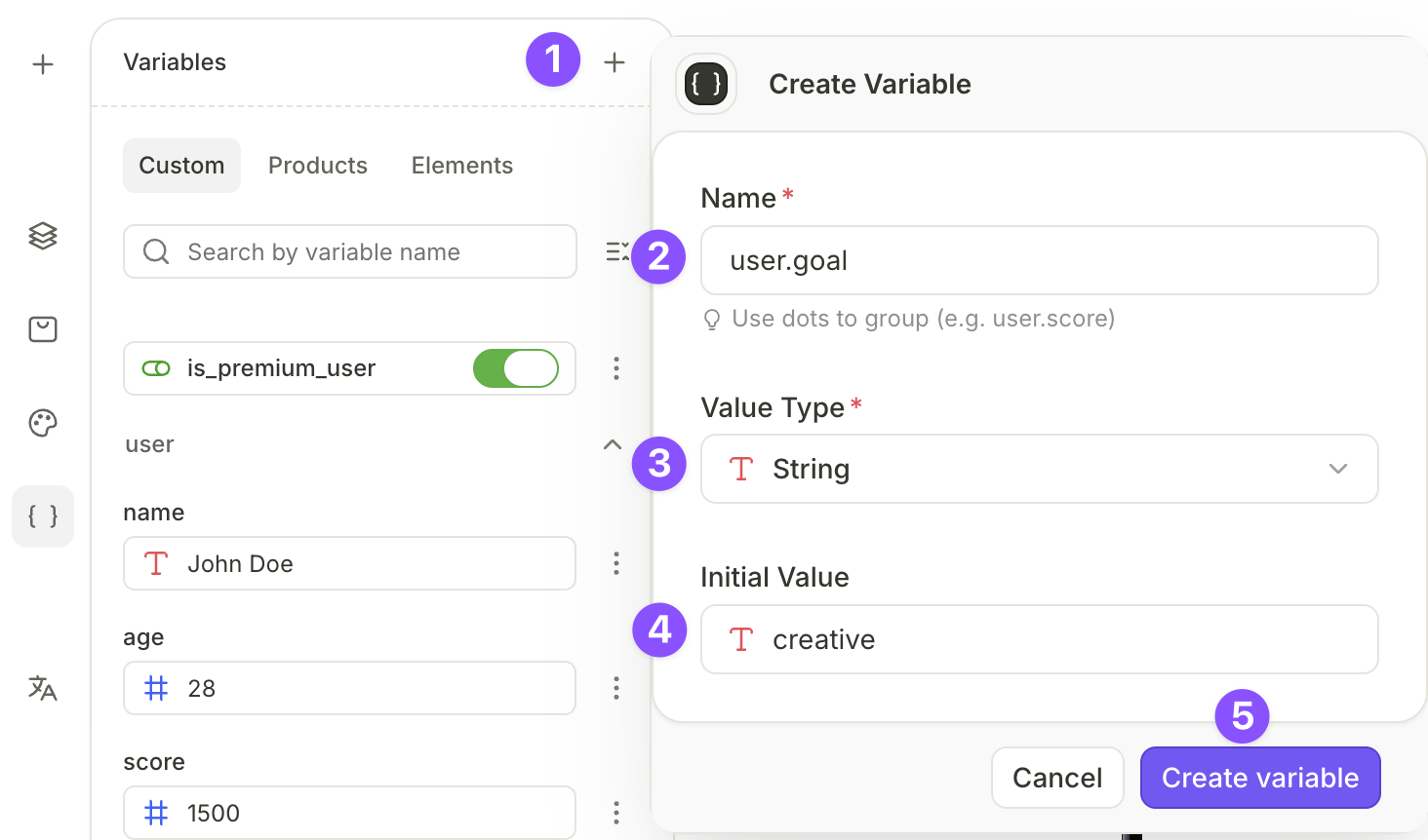 Creating a custom variable
