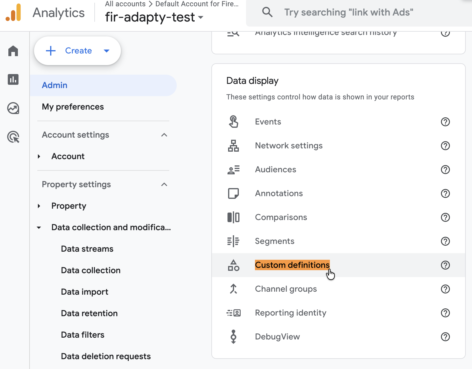 Google Analytics Custom Definitions