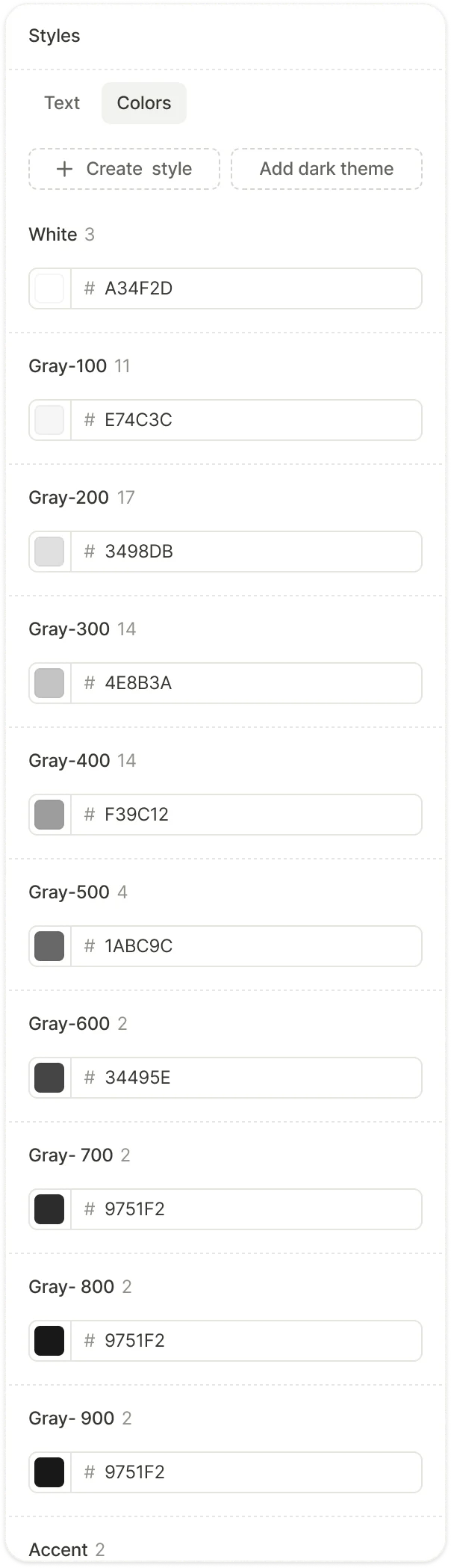 Color styles