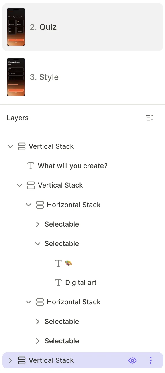 Flow builder layer view