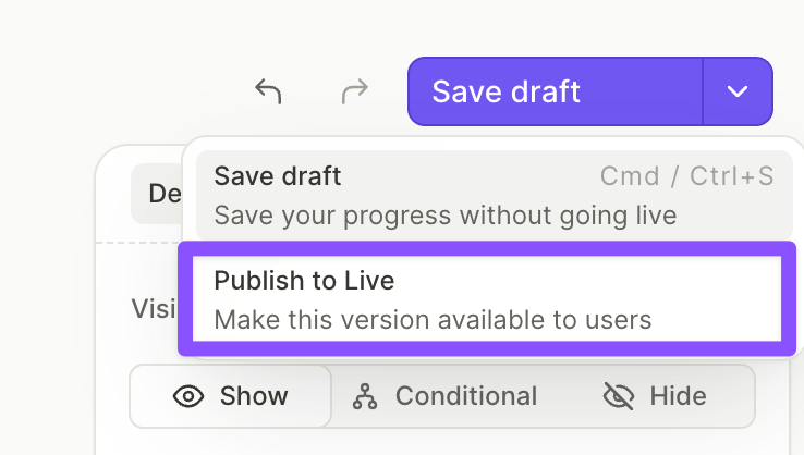 Publish to Live button in the Flow Builder top toolbar