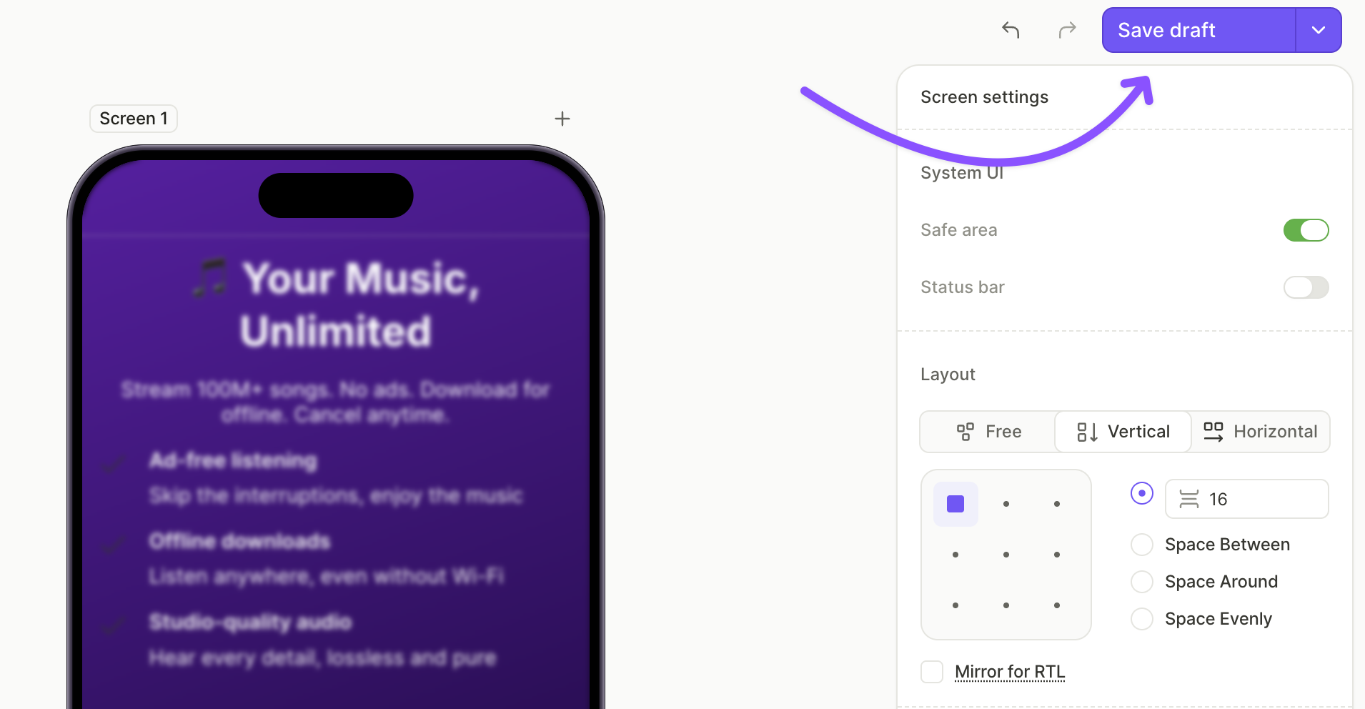 Save draft button in the Flow Builder top toolbar