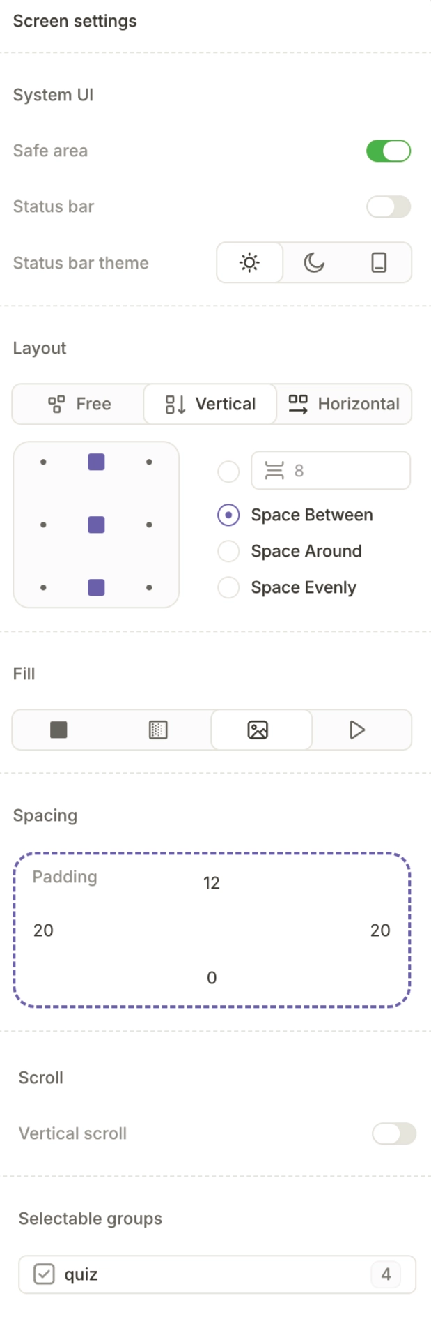 Flow builder screen settings